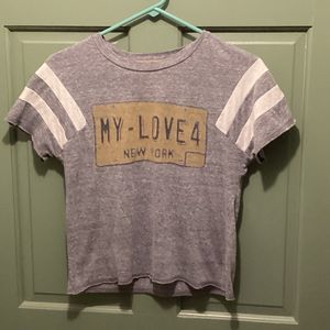 Dirtee Hollywood Youth Gray My-Love 4 New York Crewneck Cropped T-Shirt Size L